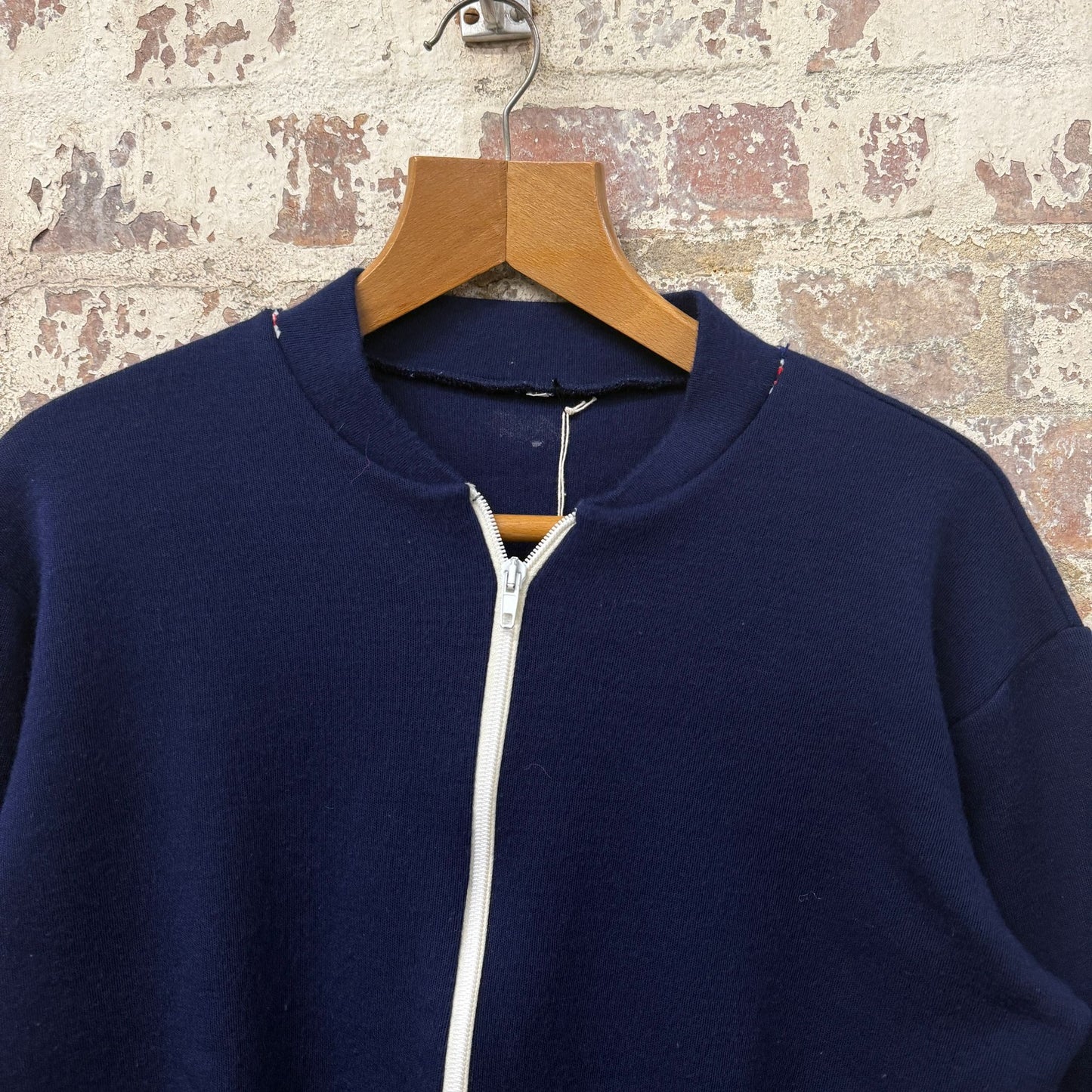 1970s Navy Metal Zip Track Top