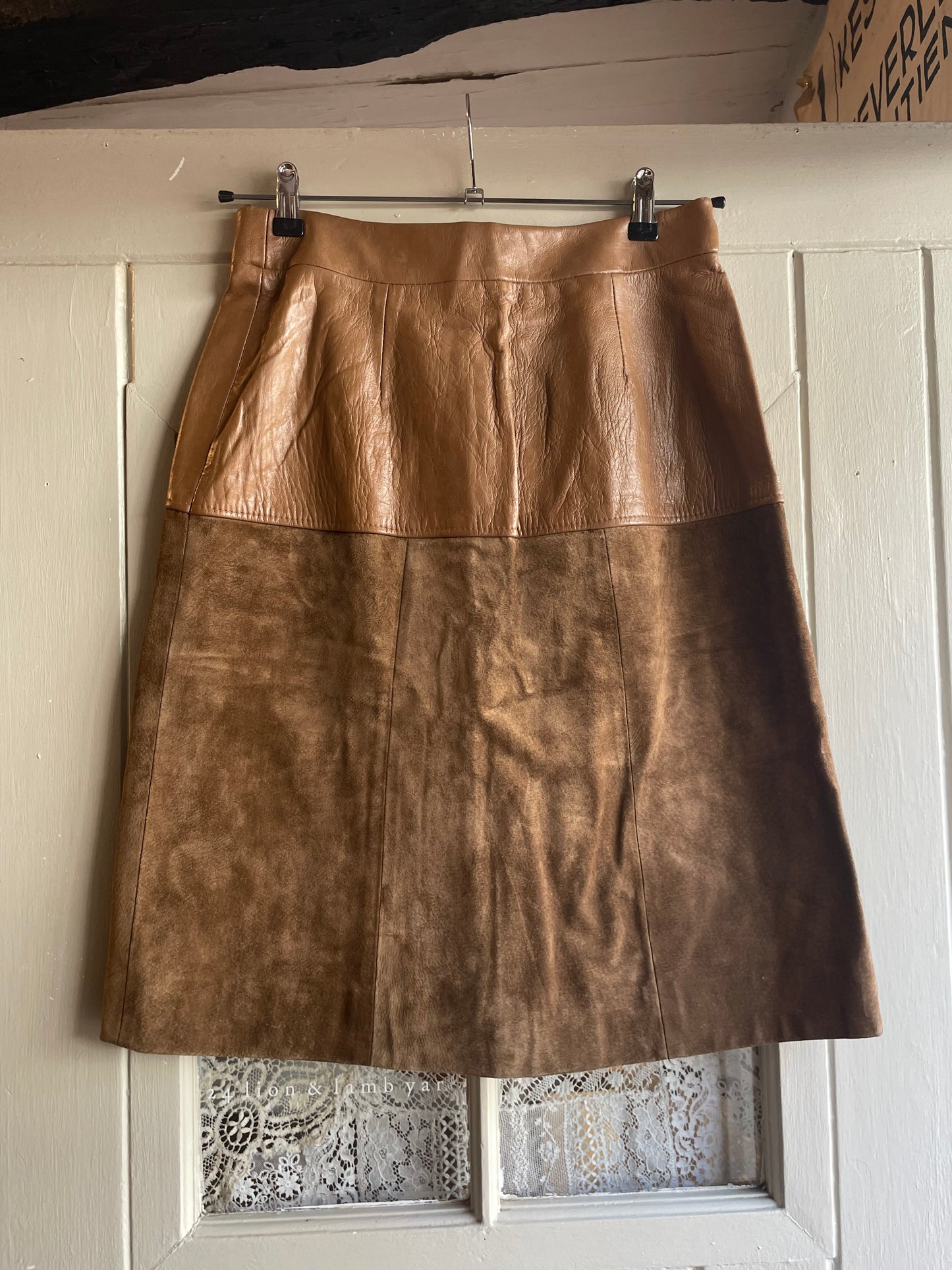1960s Brown Suede and Leather Skirt