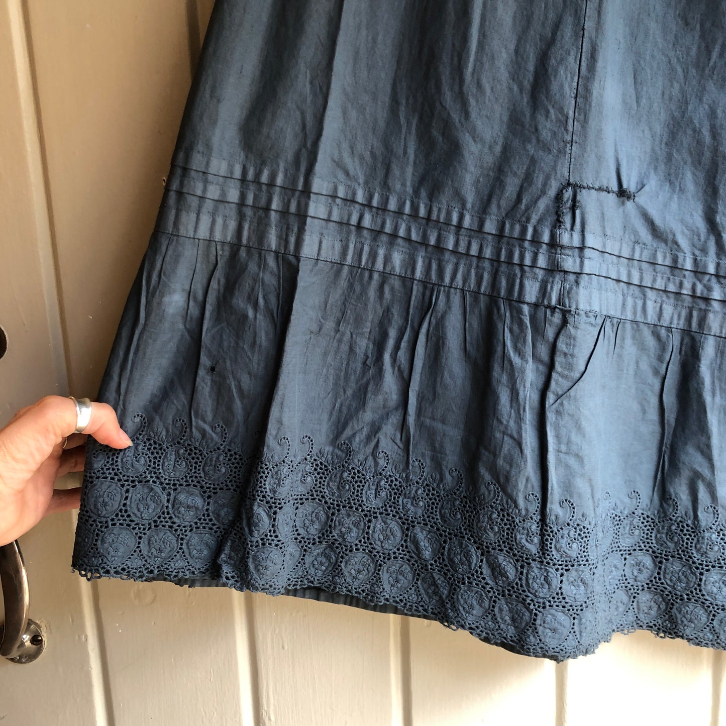 1880s Victorian Handmade Blue Skirt