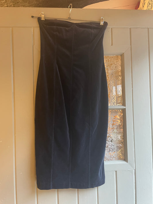 1980s Velour Bandeau Ghost Dress