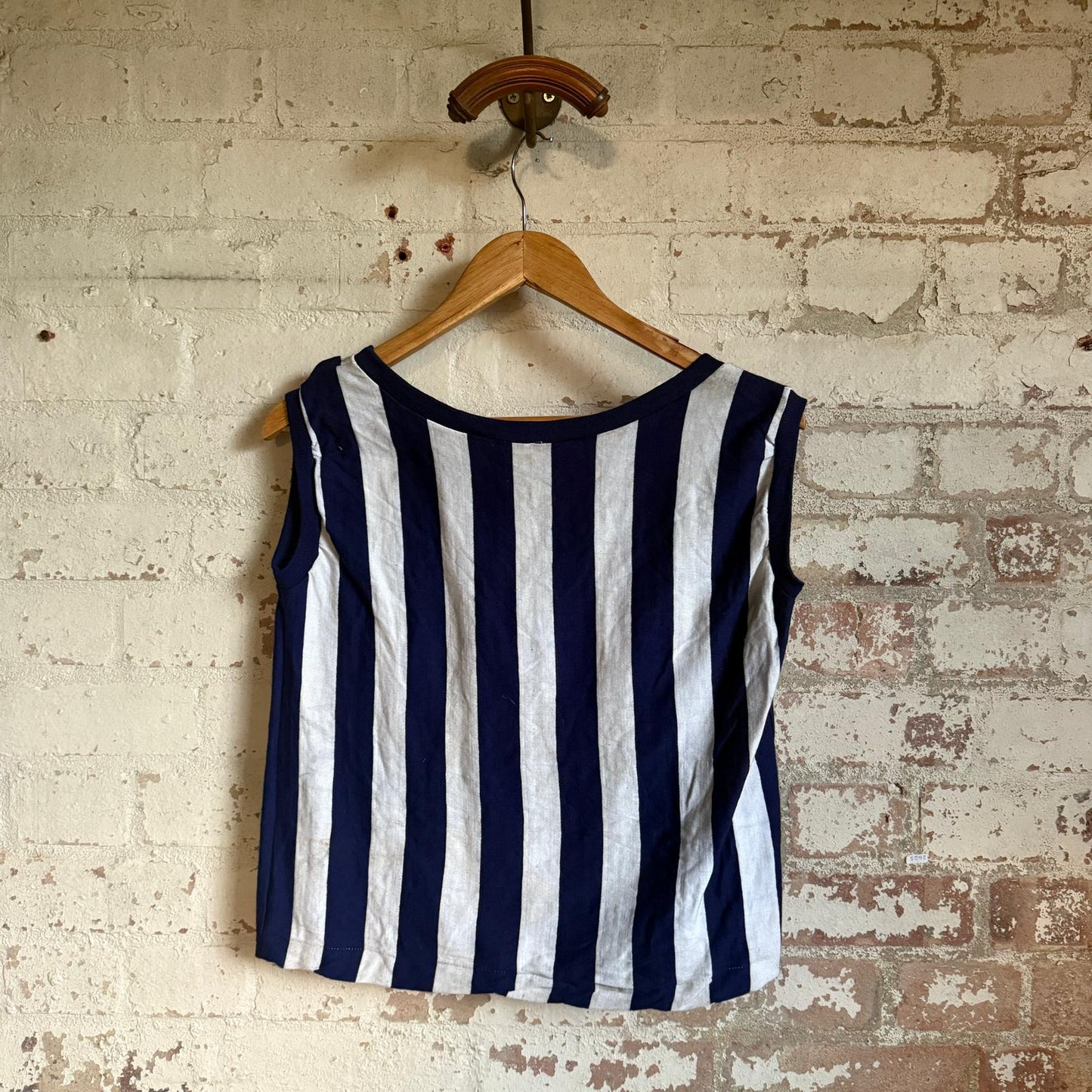 1960s Navy Striped Vest Top