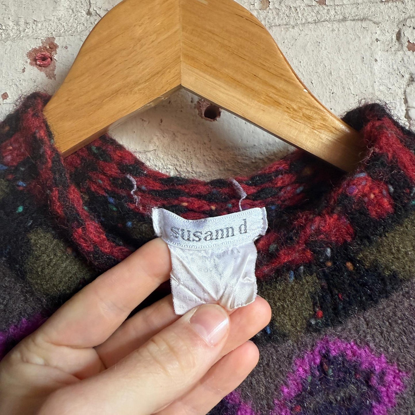 1980s Black Patterned Knitted Jumper