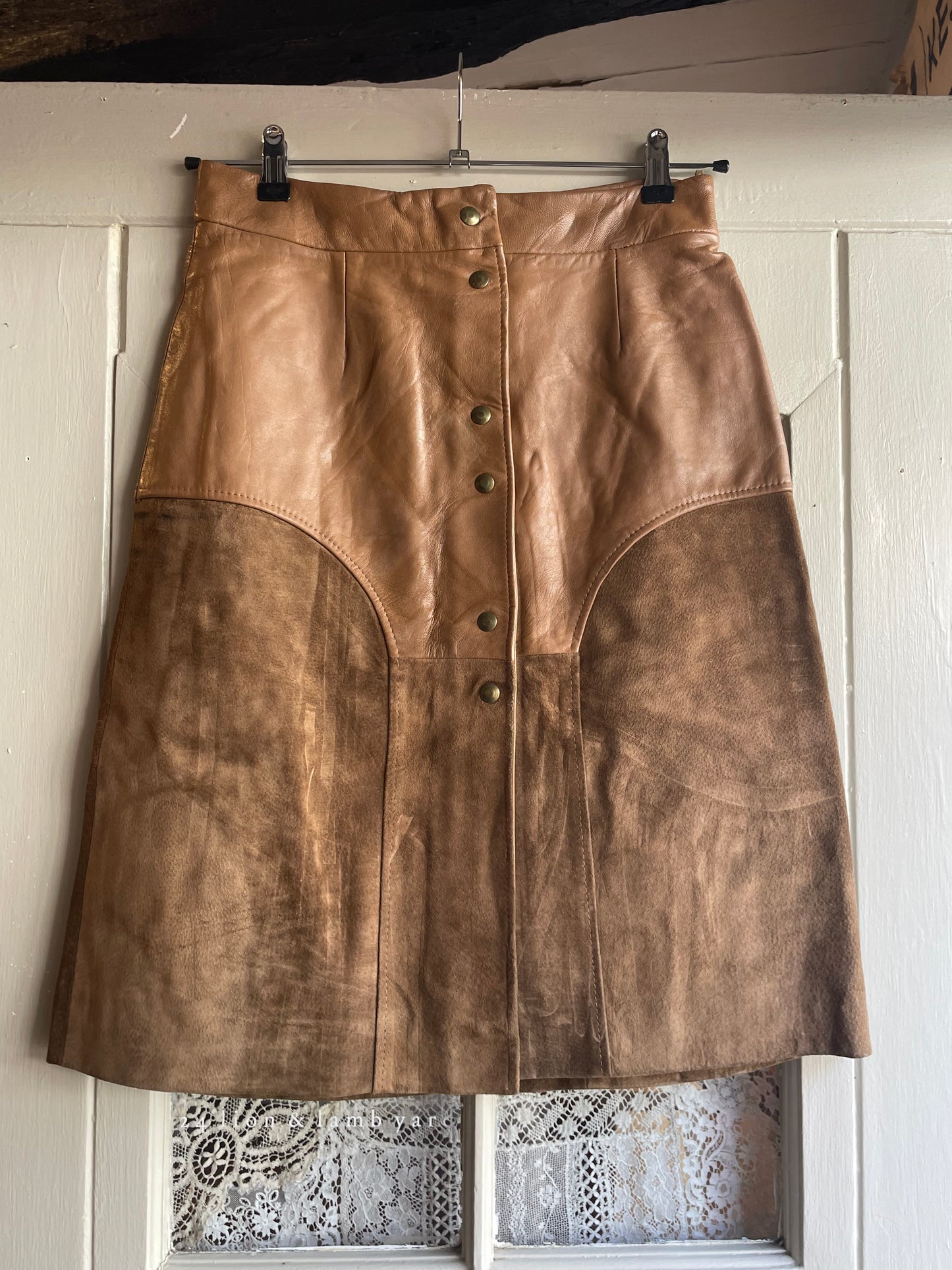 1960s Brown Suede and Leather Skirt