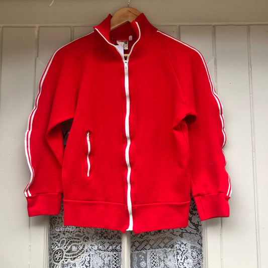 1970s Red Zip Up Track Top