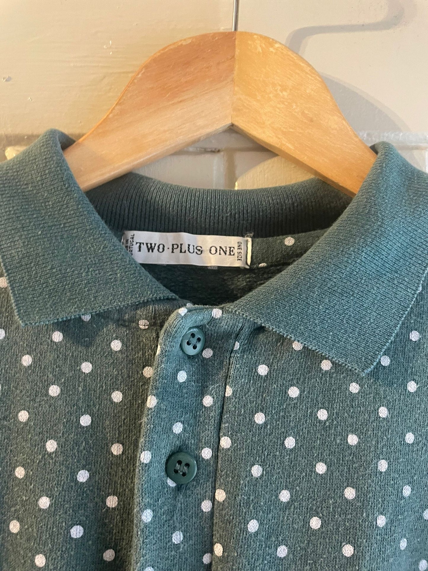 1980s Green Polka Dot Button Sweatshirt Jumper