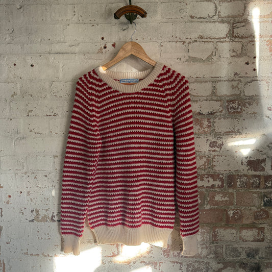 1960s Red Wool Knitted British Fisherman Jumper