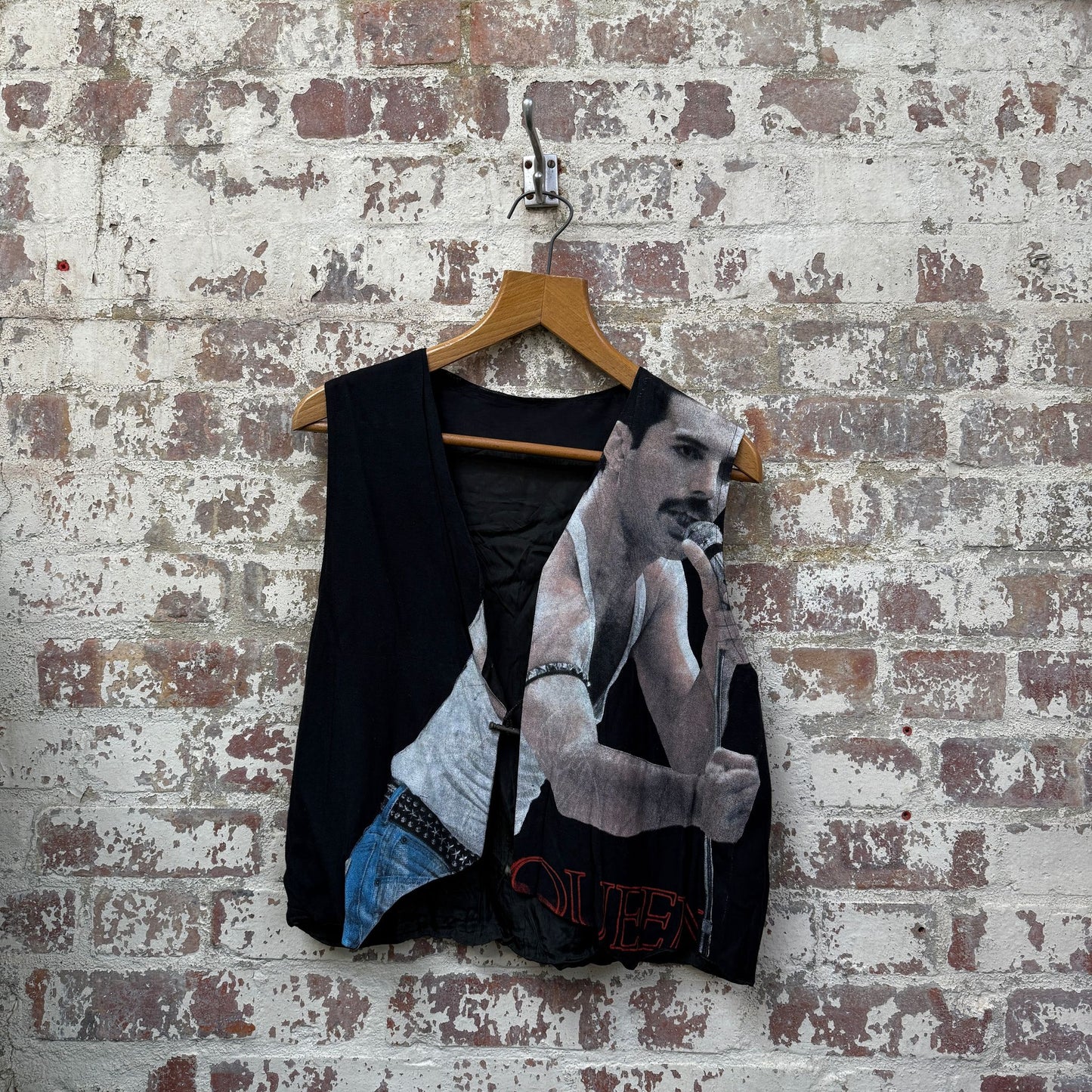 1980s Black Freddie Mercury Graphic Waistcoat