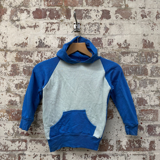 1970s Blue Two Tone Raglan Hoodie Jumper