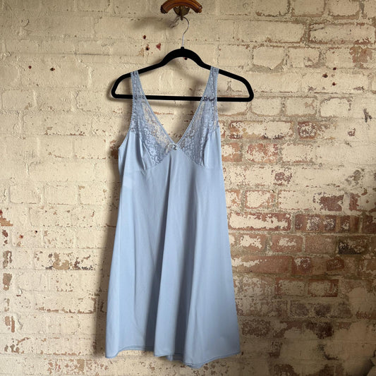 1970s Blue St Michaels Nightie Slip Dress