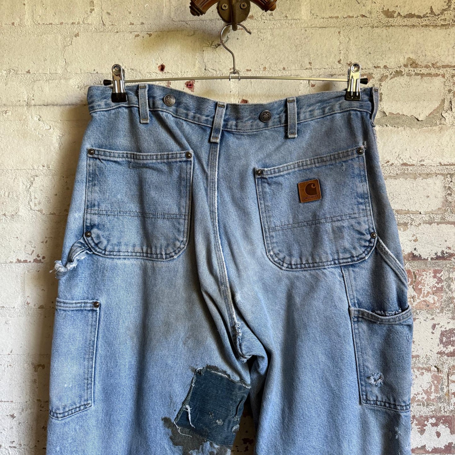 1980s Blue Carhartt Patchwork Denim Work Jeans