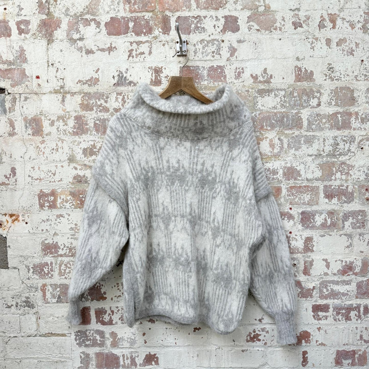 1970s Eider Grey Wool Knitted Roll Neck Jumper