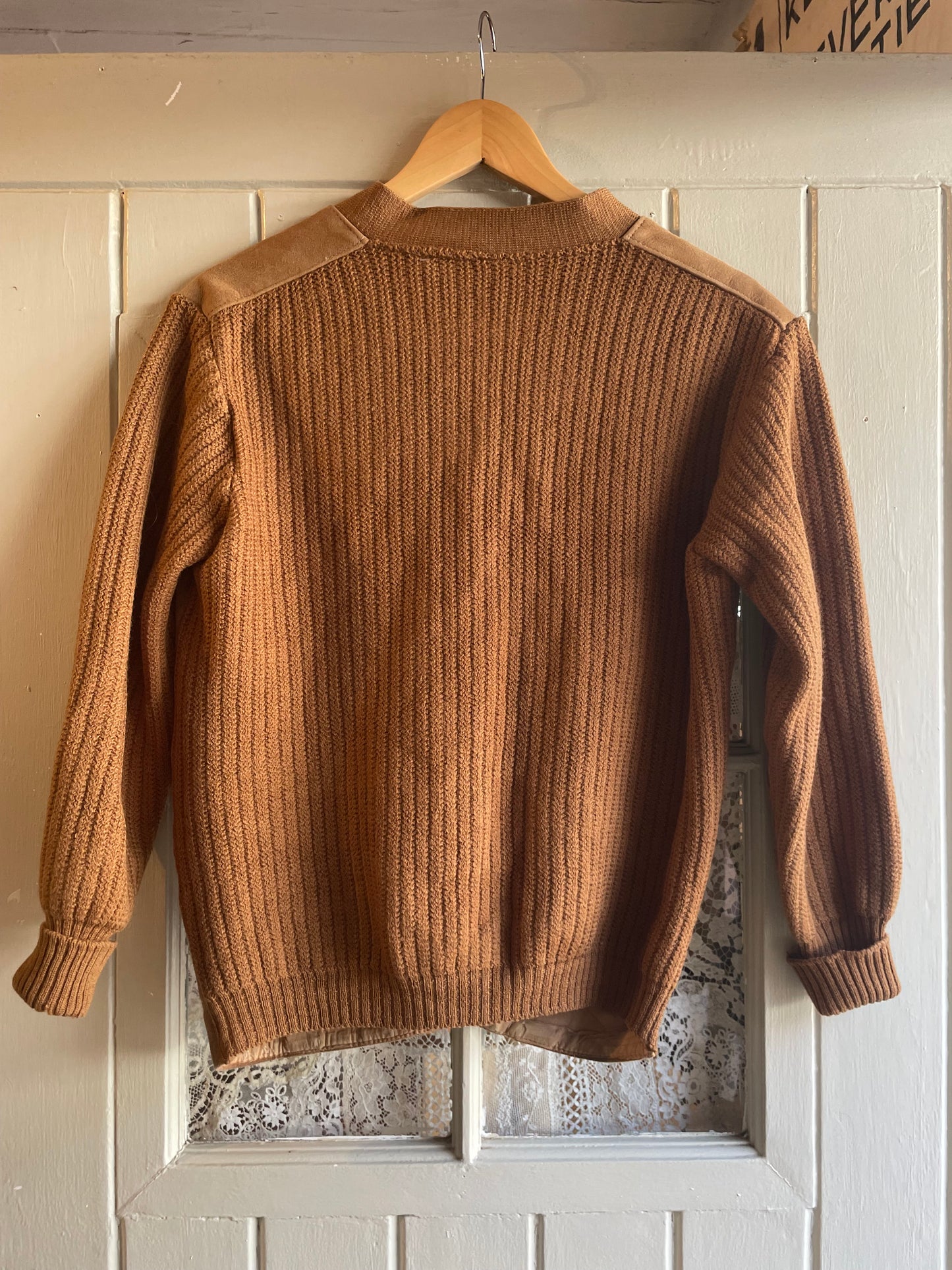 1960s Suede Knitted Cardigan Jumper