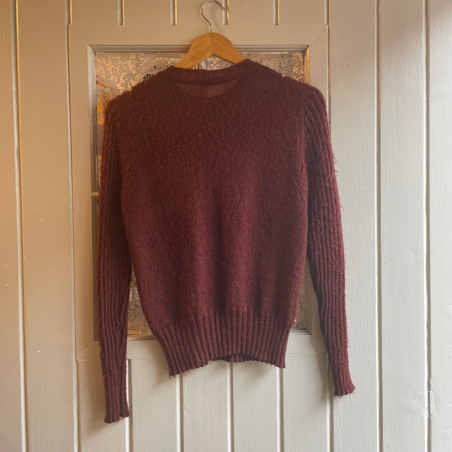 1970s Brown Patterned Knitted Mohair Jumper
