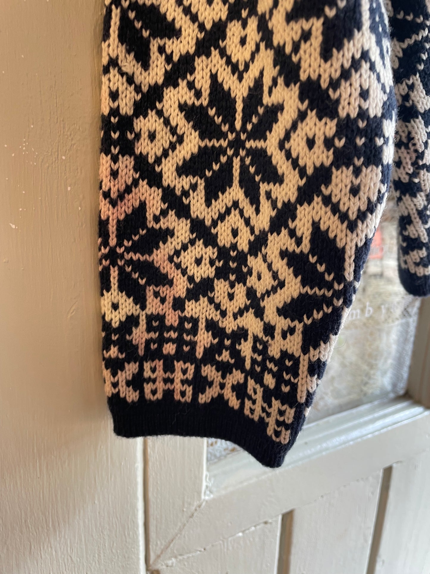 1970s Navy Patterned Knitted Jumper