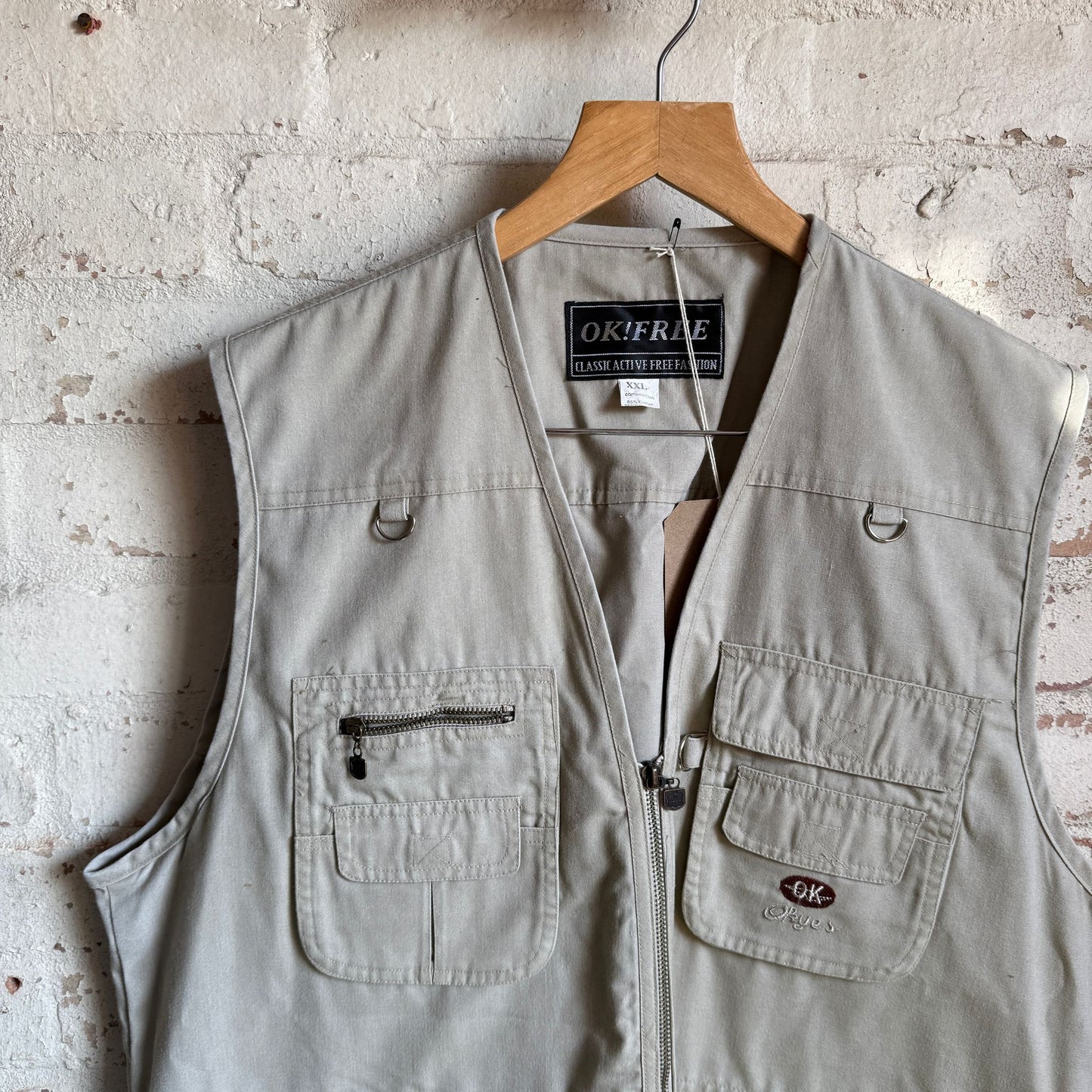 1990s Beige Tactical Fishing Gilet  Jacket