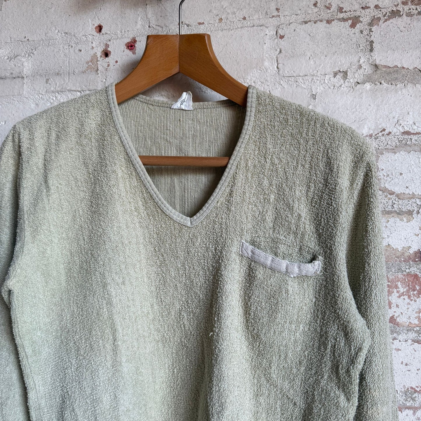 1970s Grey Towelling Pocket Jumper