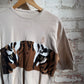 1980s Beige Knitted Tiger Print T-shirt Jumper T-Shirt