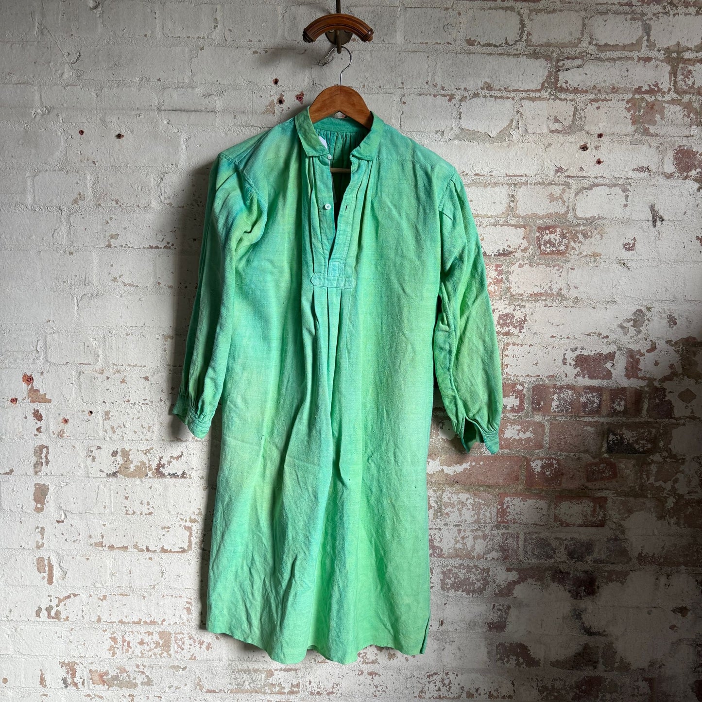 1920s 1930s Over Dyed French Linen Smock Dress Shirt