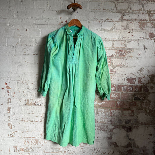 1920s 1930s Over Dyed French Linen Smock Dress Shirt