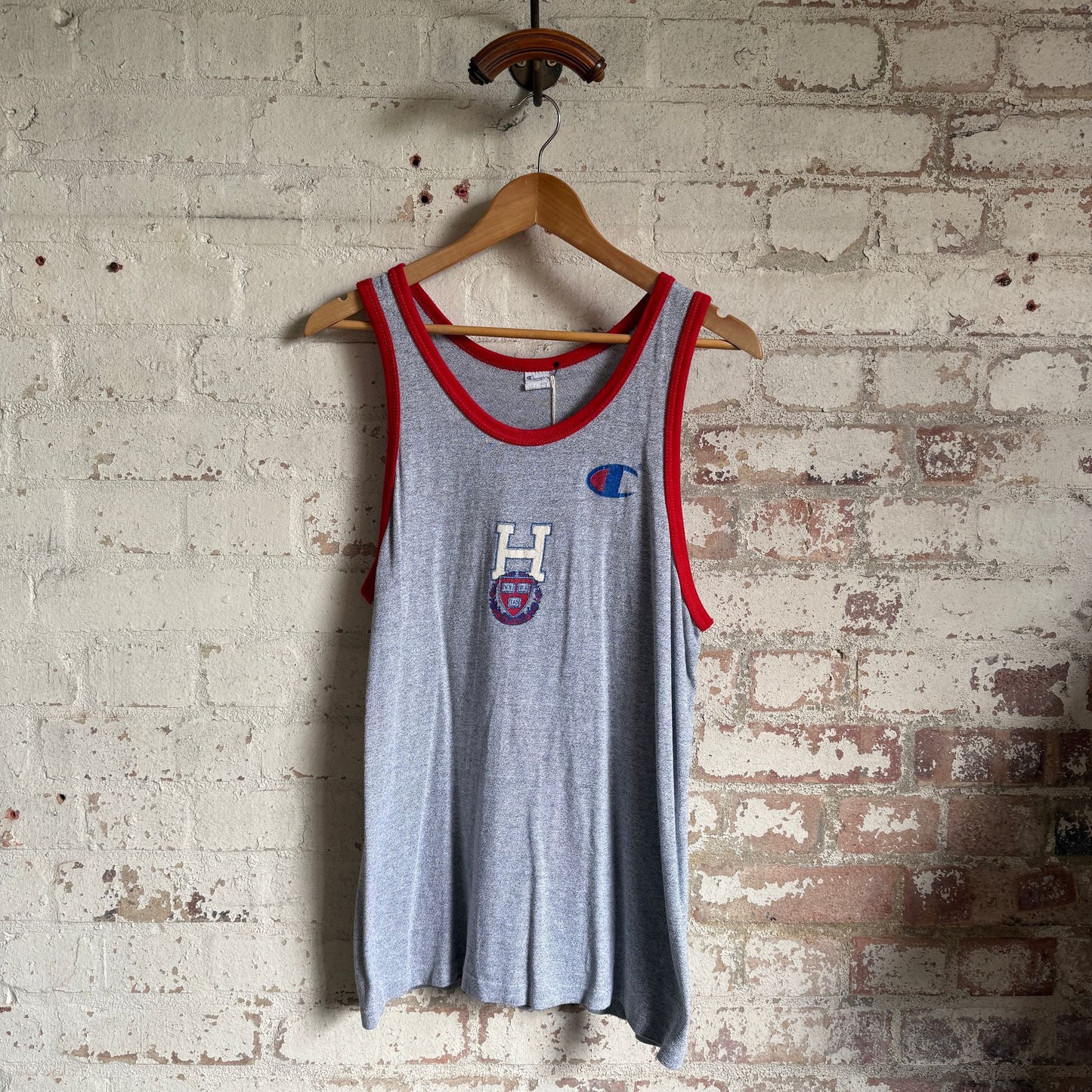 1970s Grey Harvard College Champion Graphic Vest