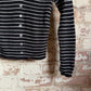 1980s Black Knitted Stripe Button Jumper