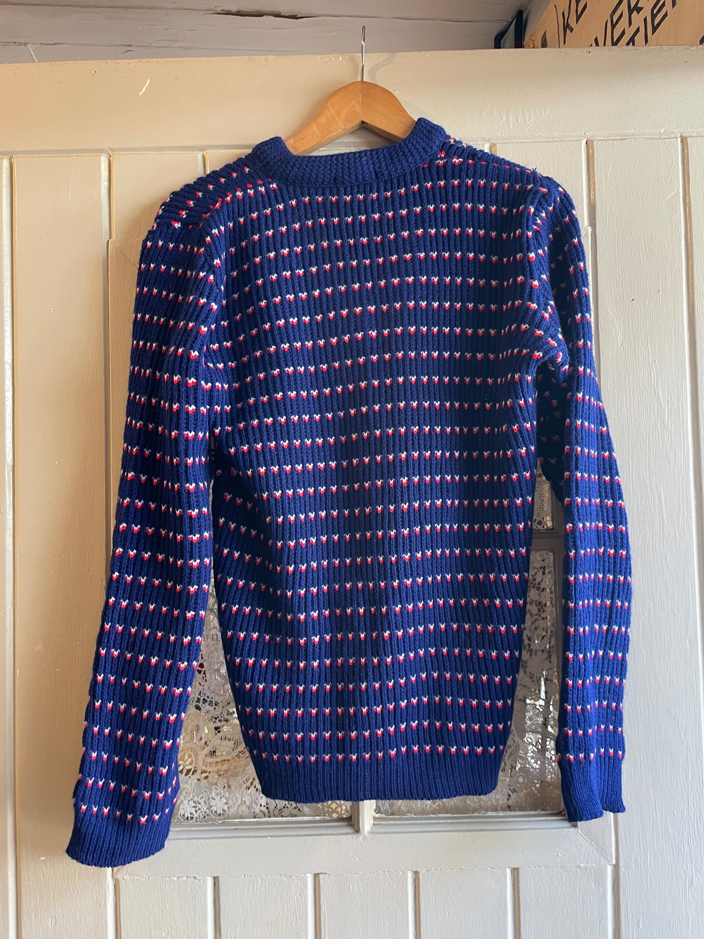 1970s Blue Knitted British Speck Jumper