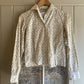 1970s White Printed Ivory Blouse Shirt