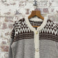 1980s Norwegian Button Up Knit Patterned Jumper