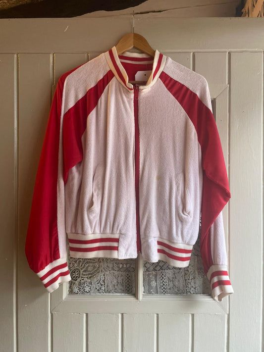 1980s Reversible Towelling Bomber Zip Up Jacket