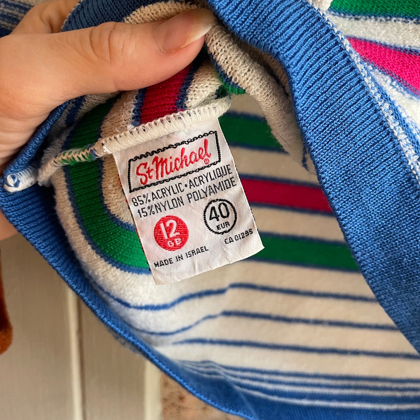 1970s White Stripe Towelling Open Collar St Michaels Shirt