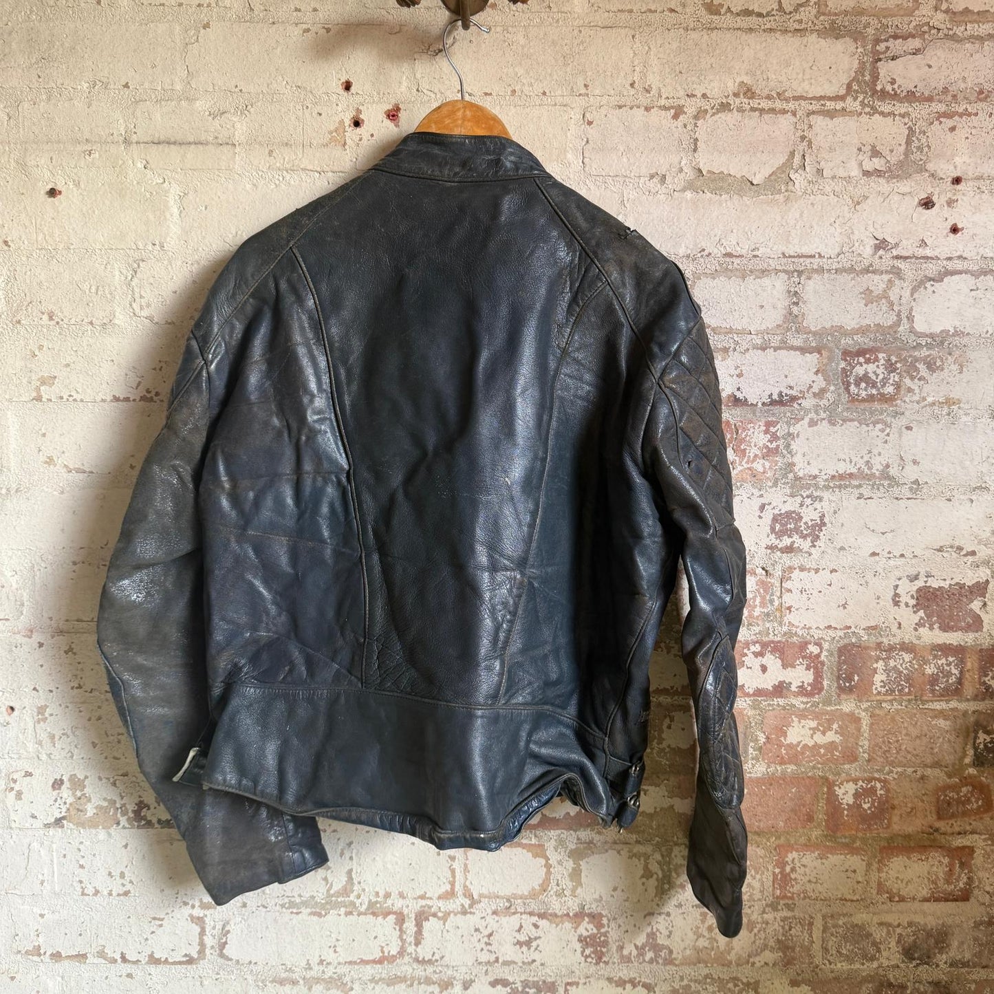 1970s 1980s Blue Leather Punk Biker Jacket