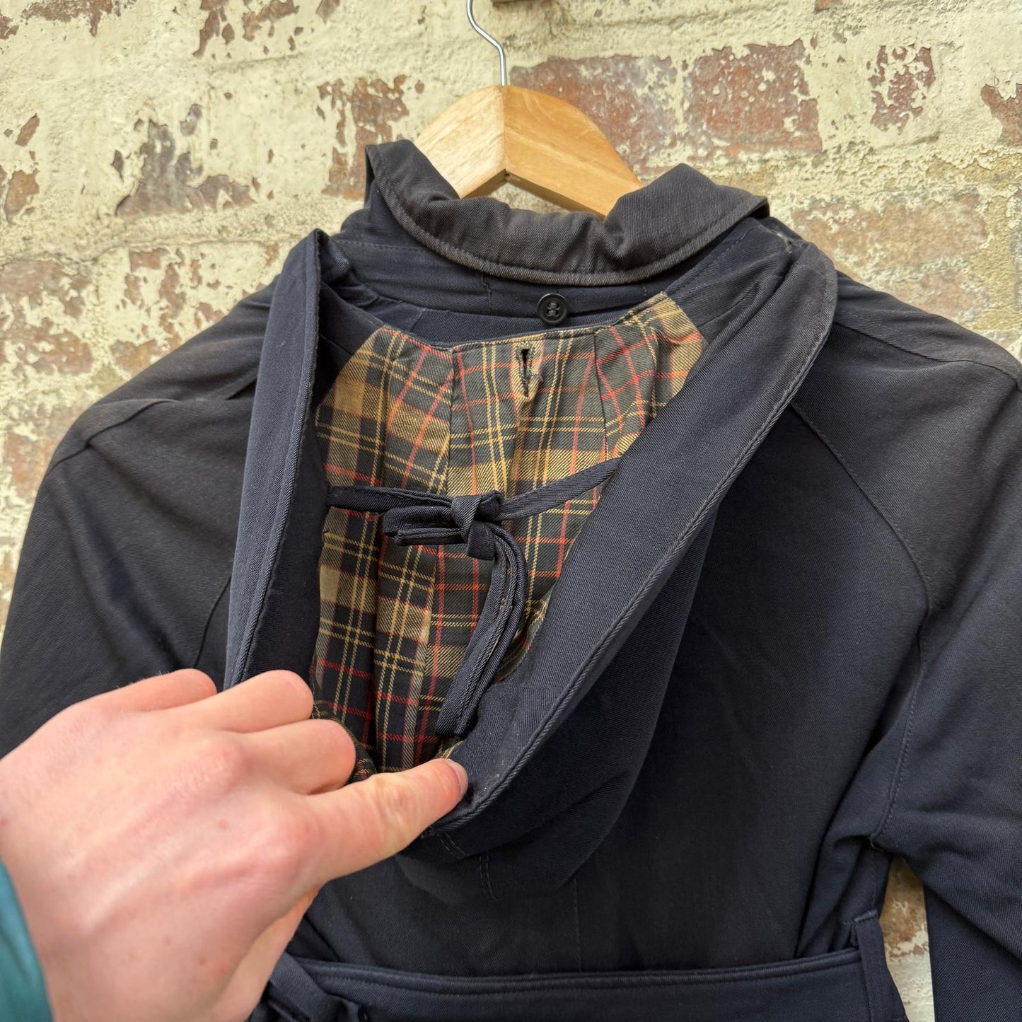 1930s 1940s Navy Gaberdine Belted Mac Jacket