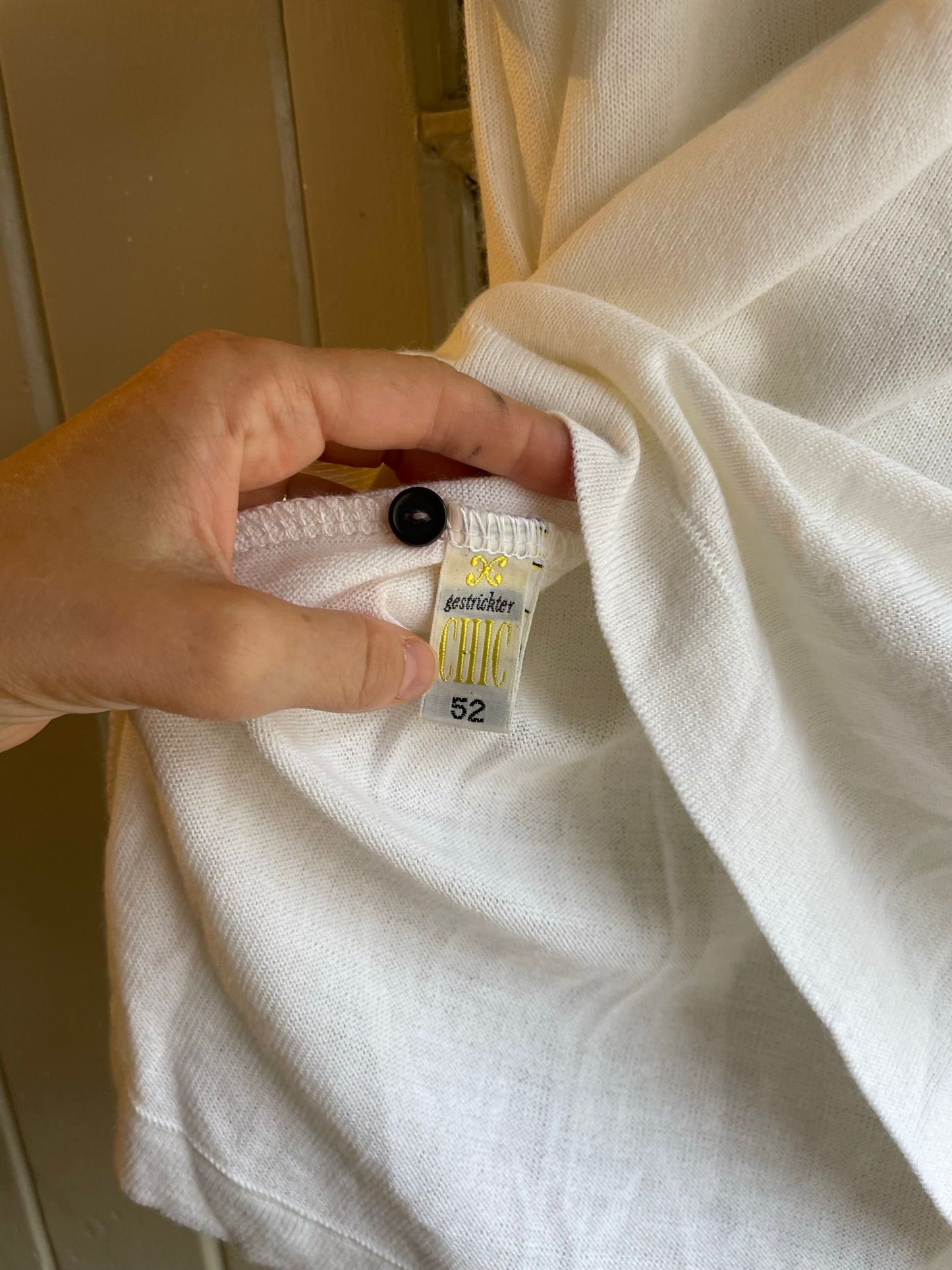 1970s White Italian Dead Stock Knitted Polo Shirt Top