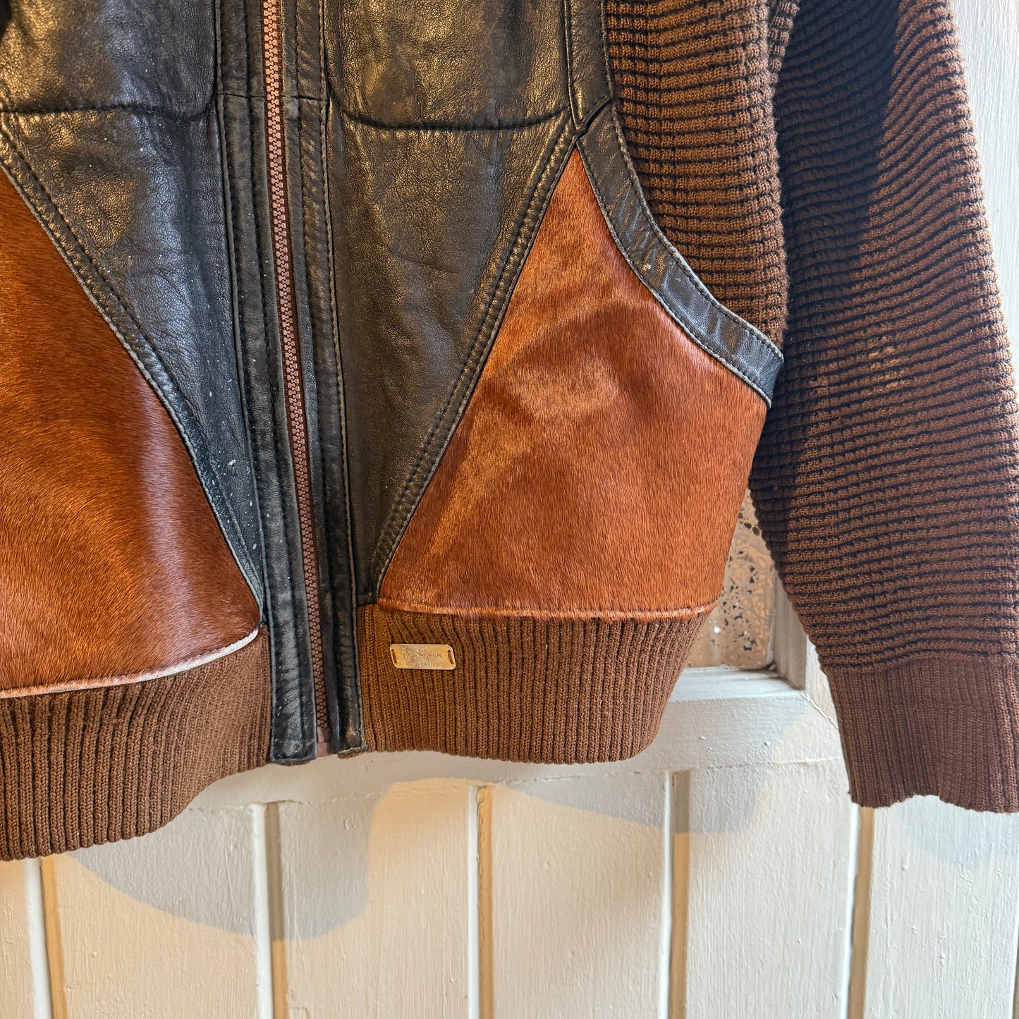 1970s Suede Knitted Italian Zip Up Bomber Jacket