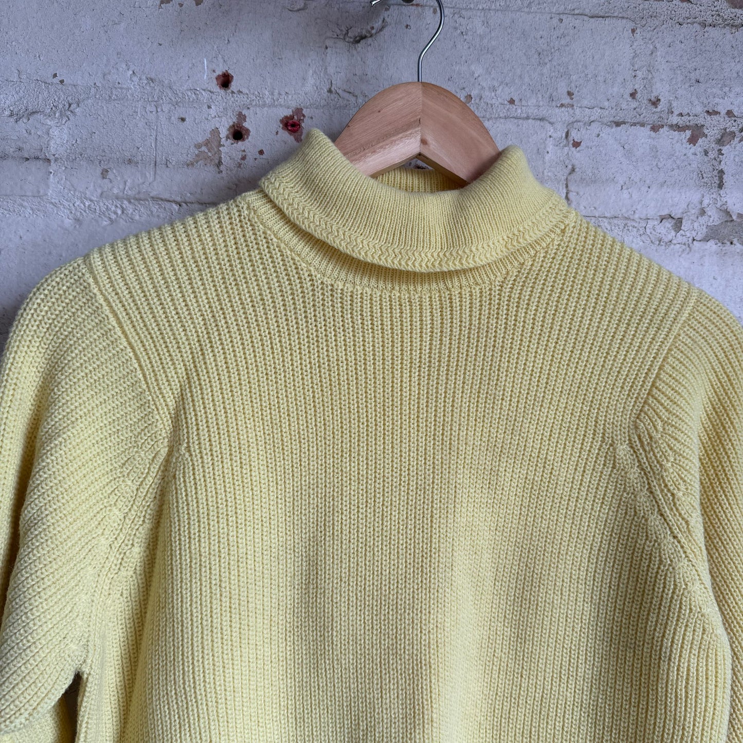 1960s British Yellow Knitted Roll Neck Jumper