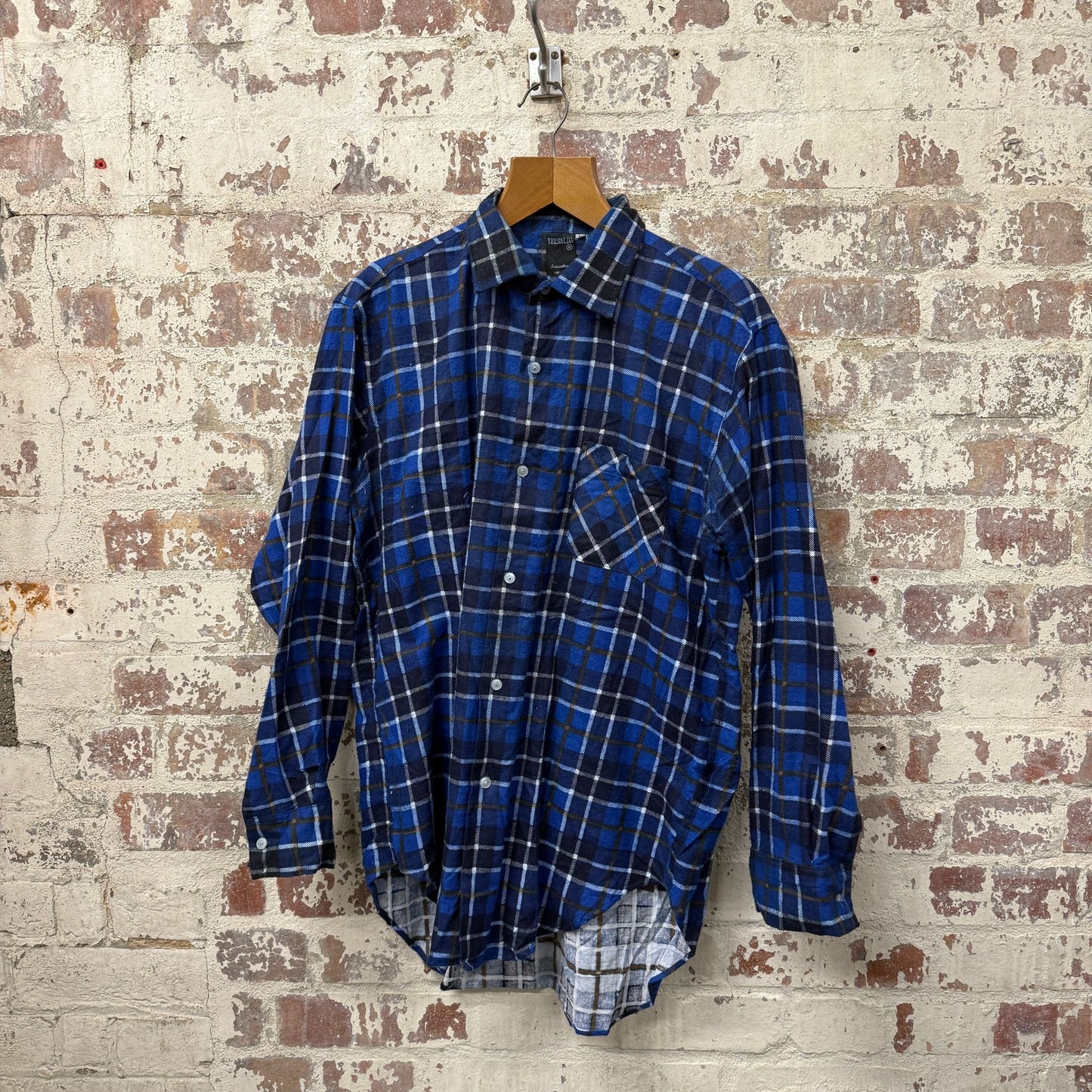 1970s Blue Checkered British Button Up Shirt
