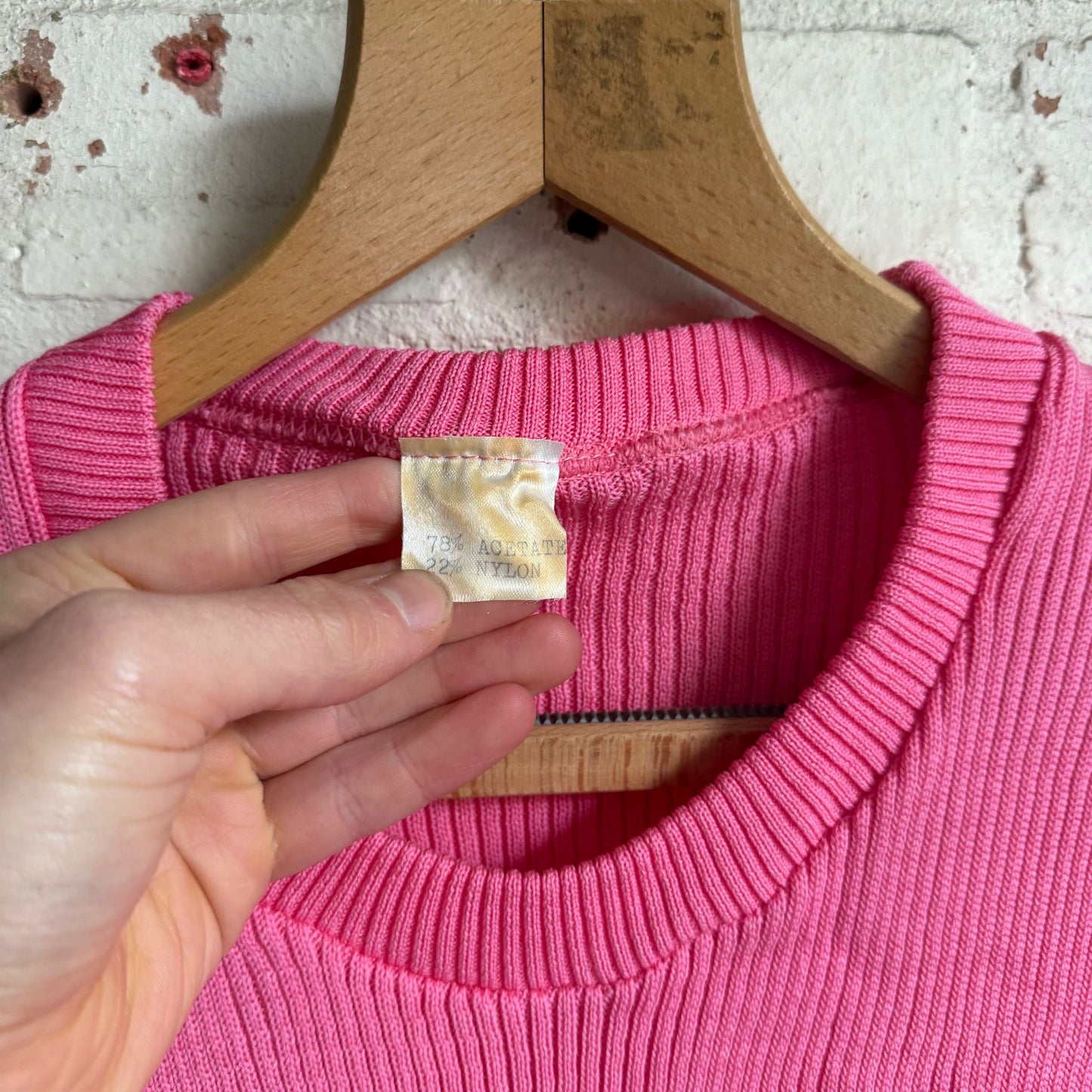 1970s Pink Knitted T-Shirt Top