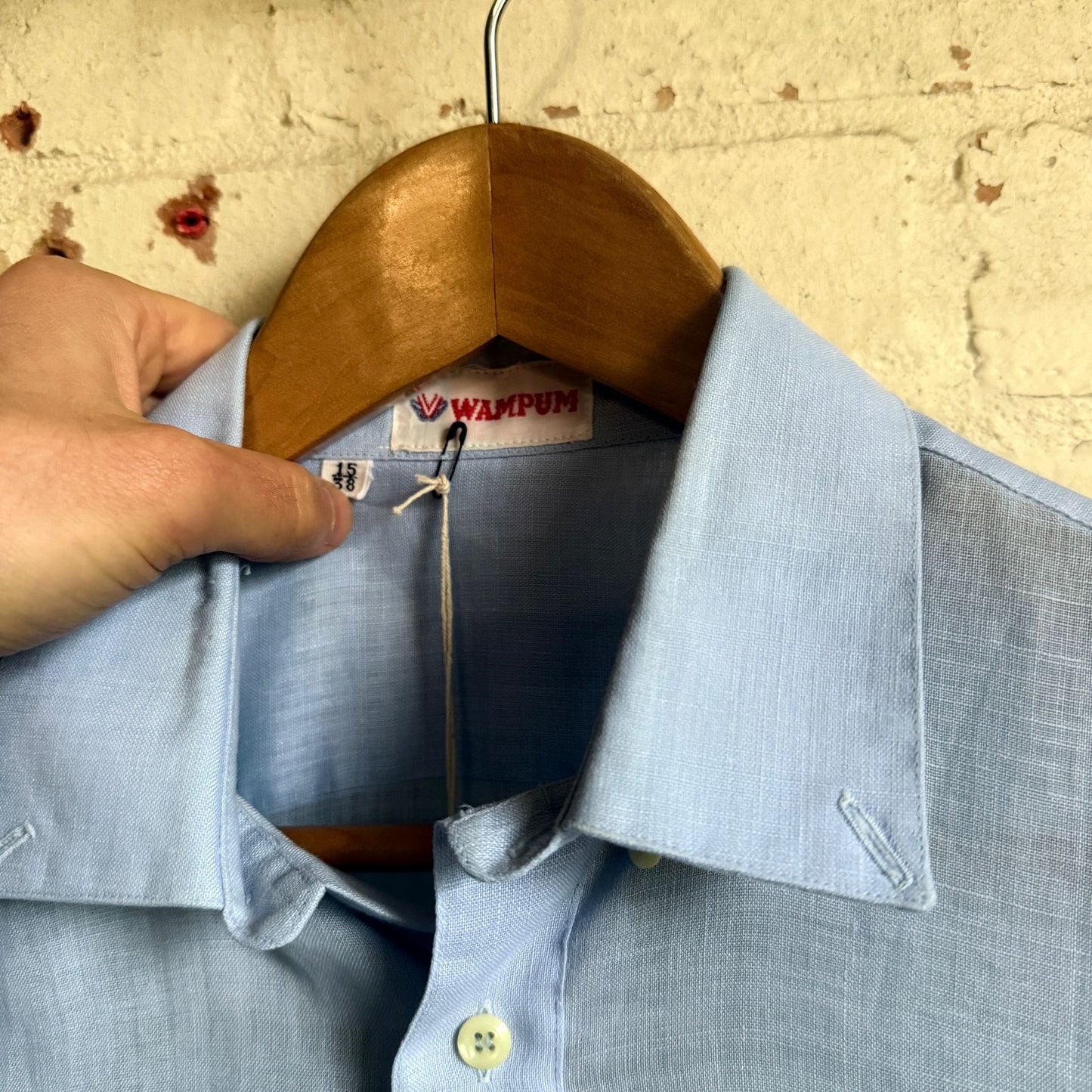 1970s Blue Linen Italian Button Shirt