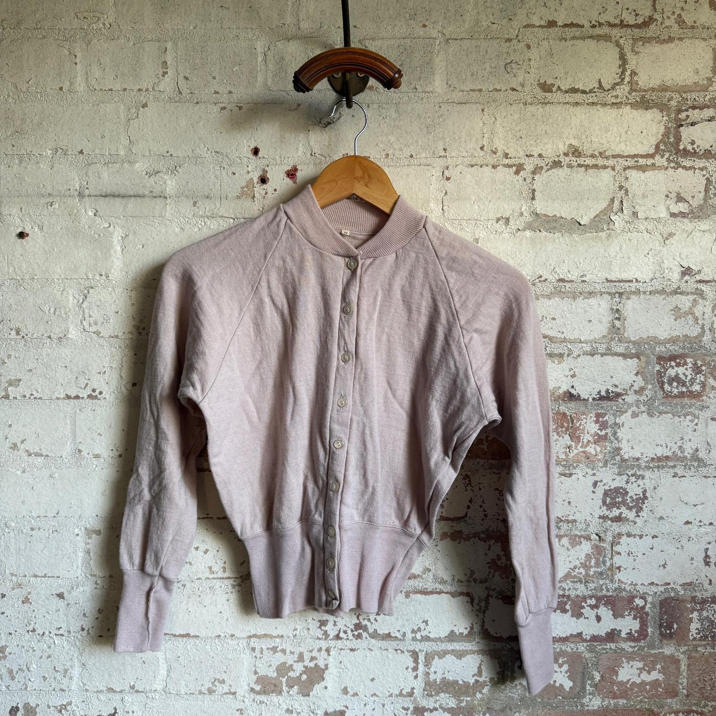 1940s Beige Wool Knitted Cardigan Jumper