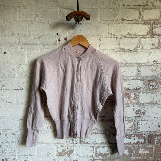 1940s Beige Wool Knitted Cardigan Jumper