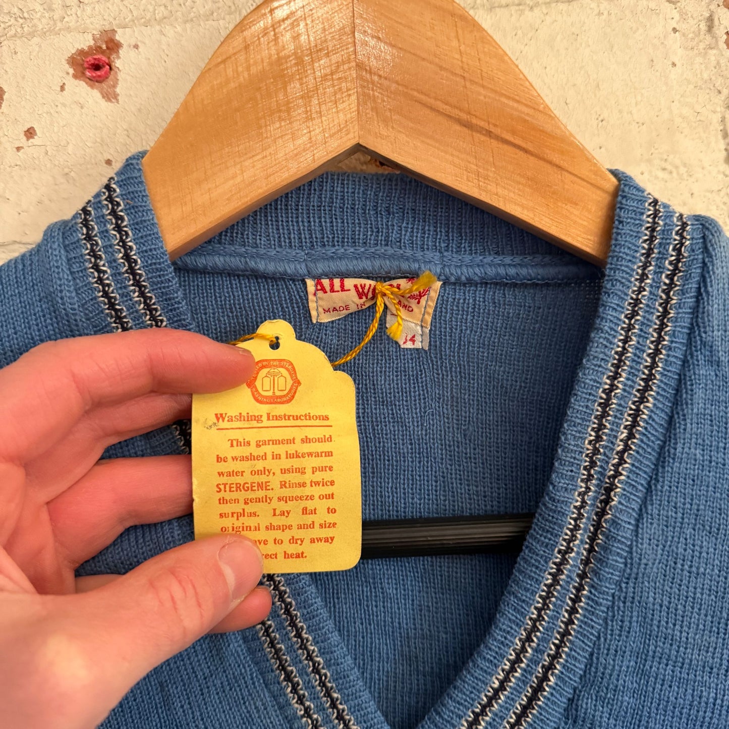 1940s Blue Wool Dead Stock Knitted Jumper