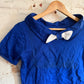 1960s Navy Blue Bow Tie Cotton rayon T-Shirt Top