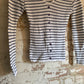 1980s White Striped Button Cardigan Jumper