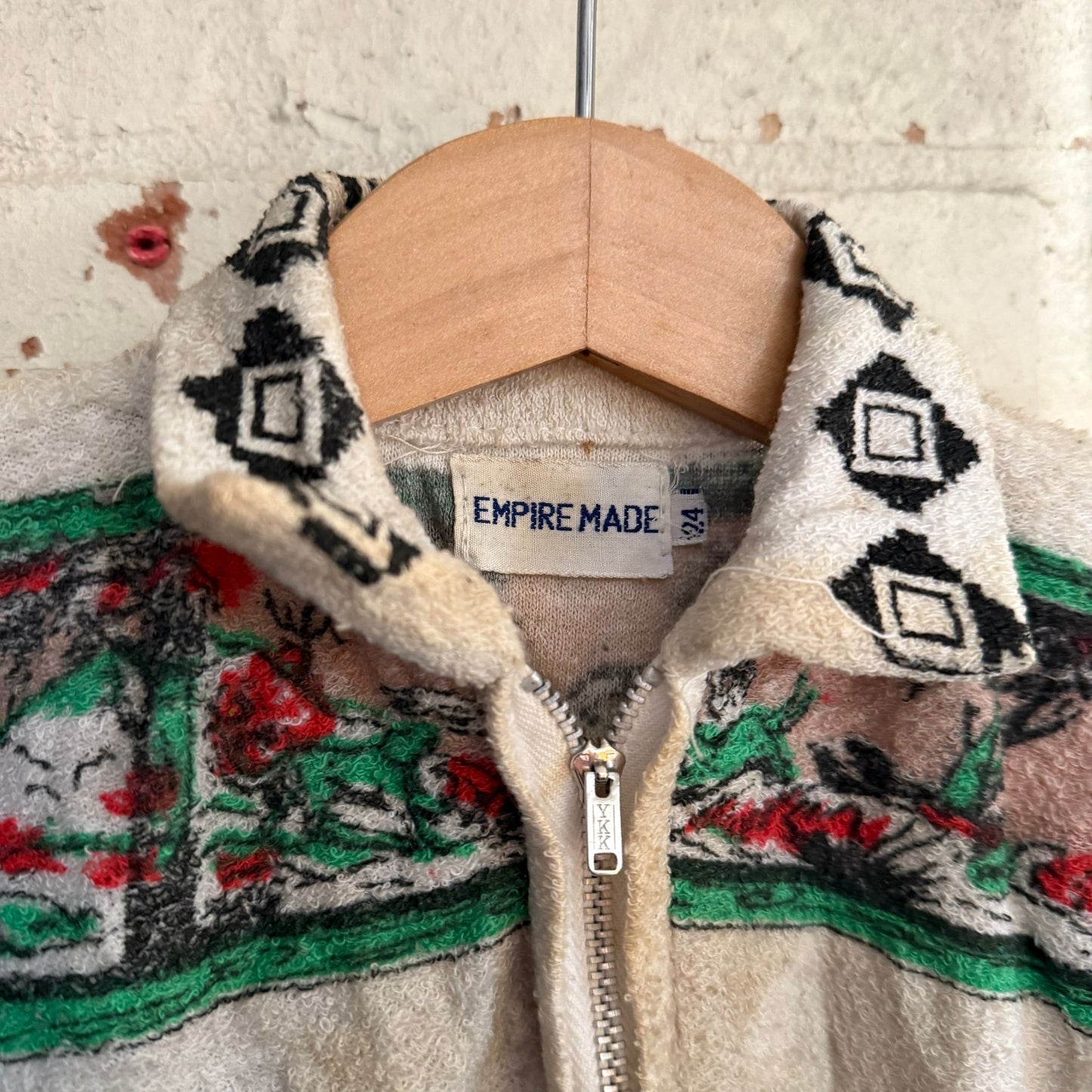 1960s Towelling Print Zip Shirt