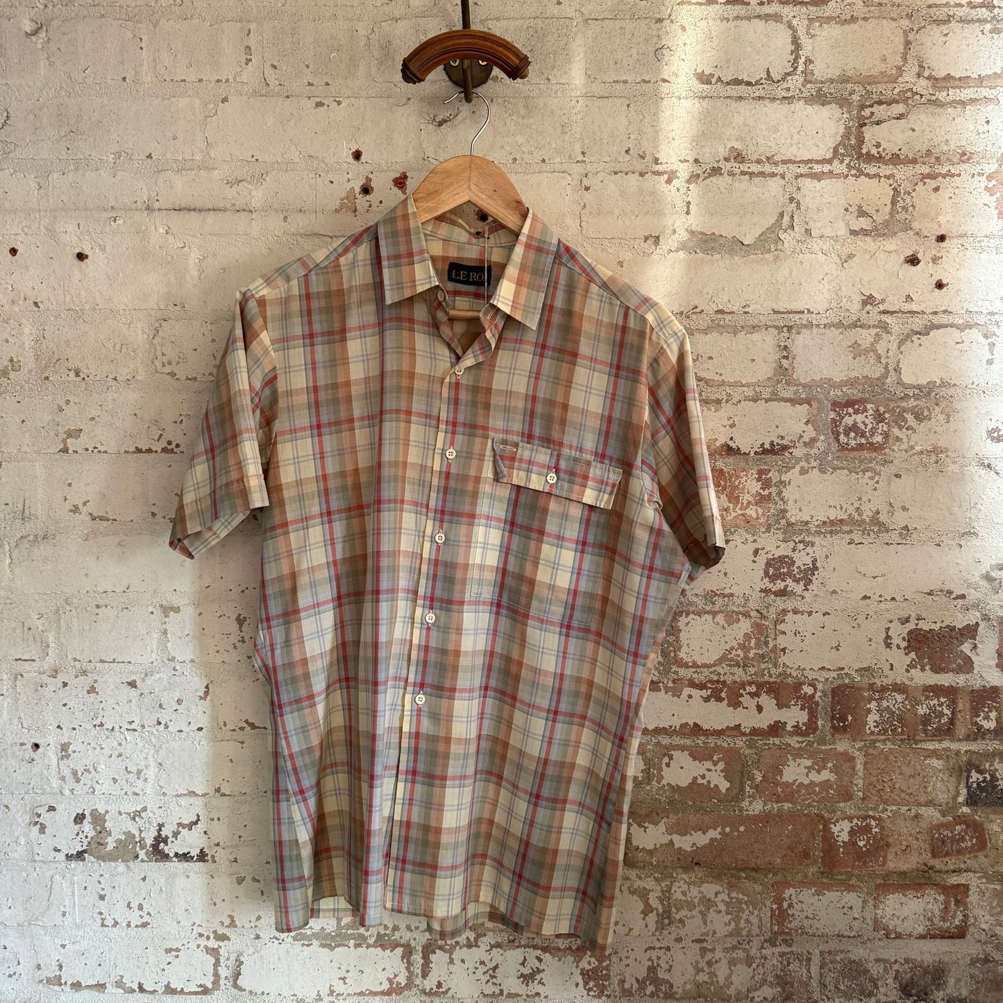 1970s Beige French Checked Shirt
