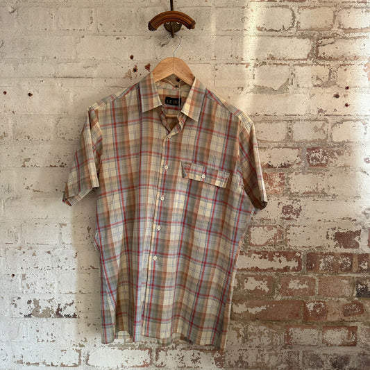 1970s Beige French Checked Shirt