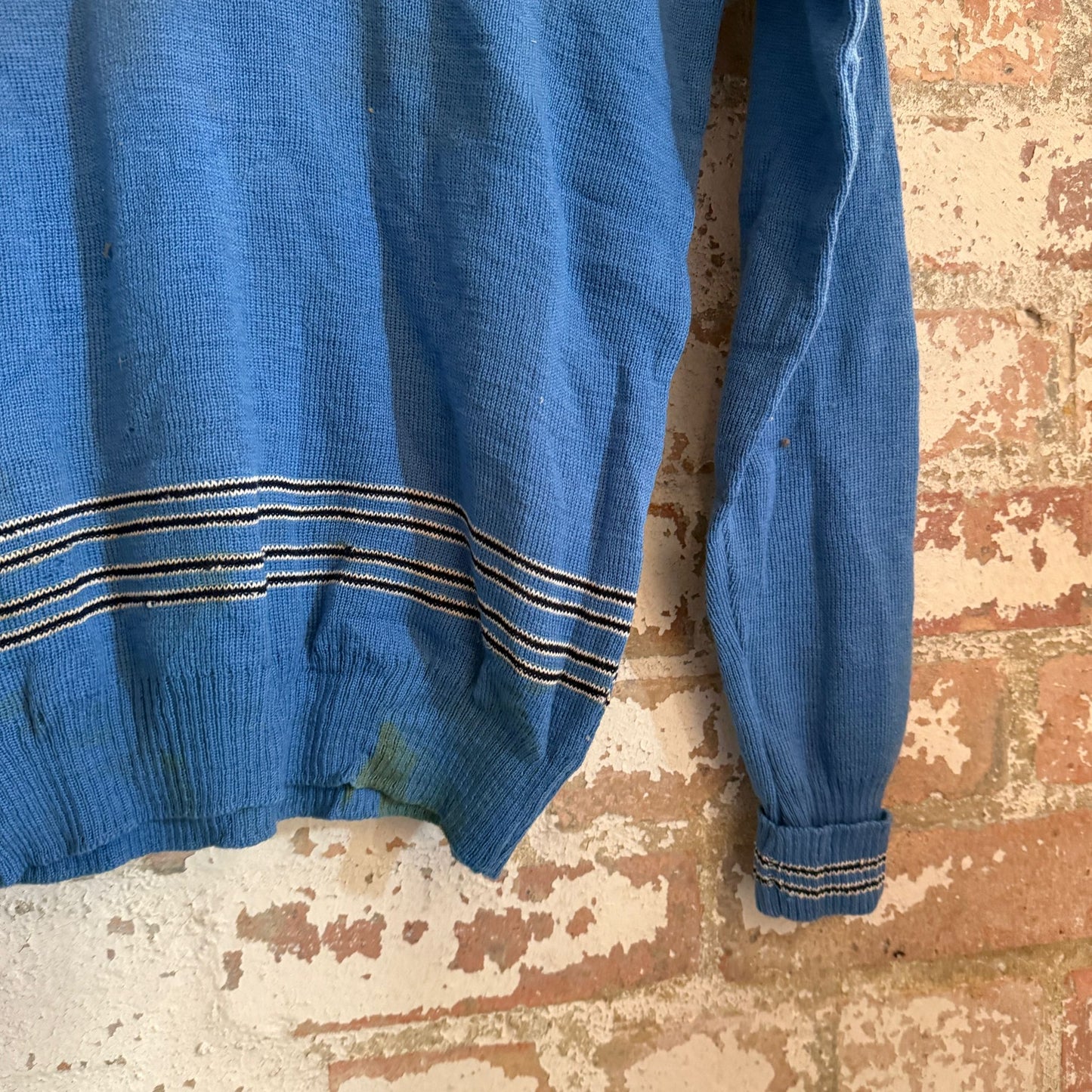 1940s Blue Wool Dead Stock Knitted Jumper