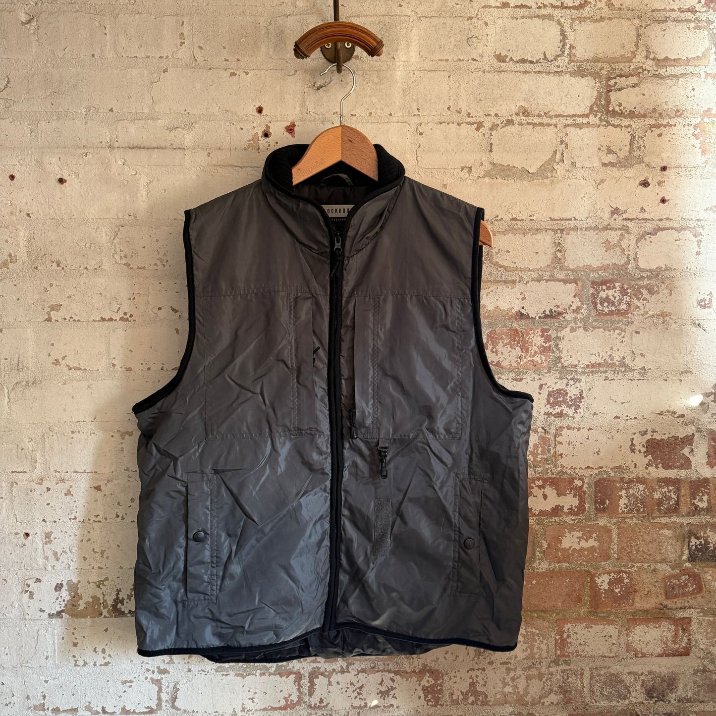 1980s Grey Clockhouse Padded Tactical Gilet Jacket