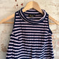 1970s Navy StripeD Roll Neck Sleeveless Vest Top