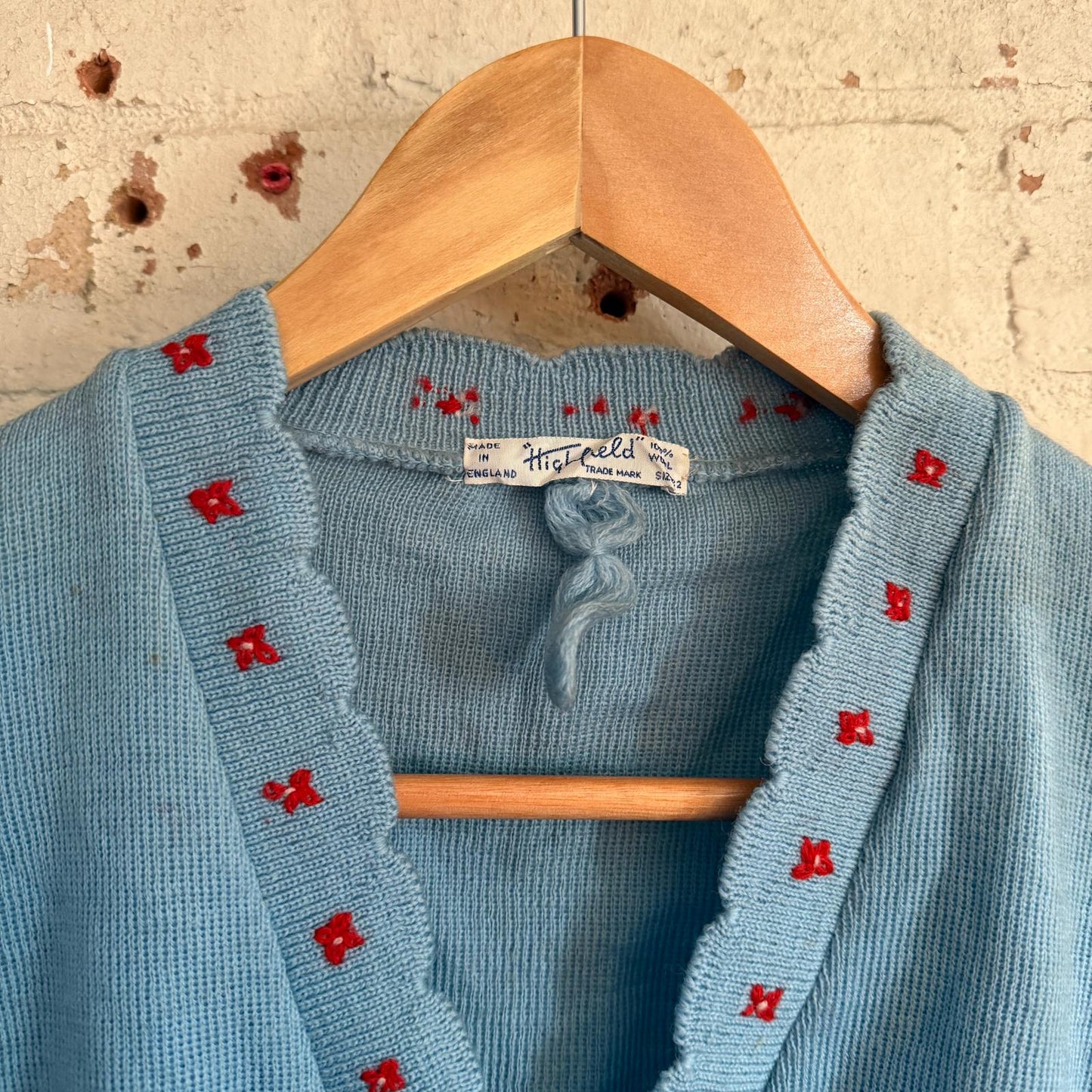 1940s Baby Blue Knitted British Cardigan Jumper